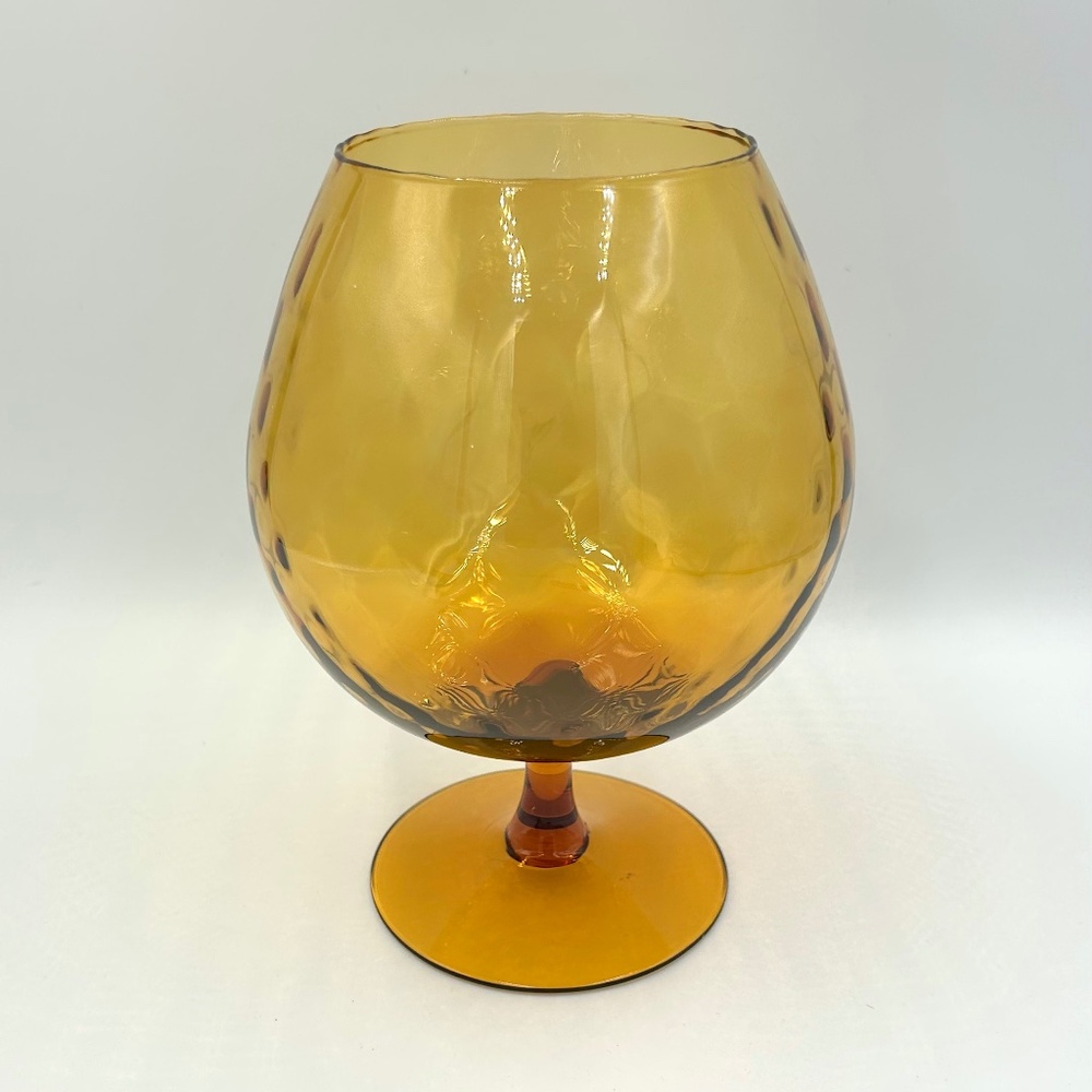 Vintage Amber Empoli Glass Oversized Brandy Snifter Italian Mid Century Decor
